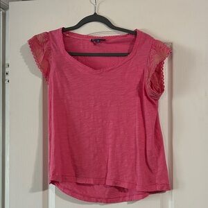 Democracy Pink Lace Sleeve Top